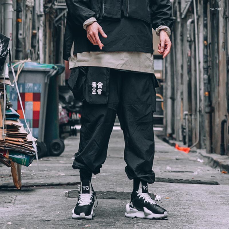 

Men's Pants Summer Thin Cargo Men Streetwear Fashion Tactics Joggers Ankle-Length Trousers Male Embroidery Pocket Casual TechwearMen's Naom2, Black pants