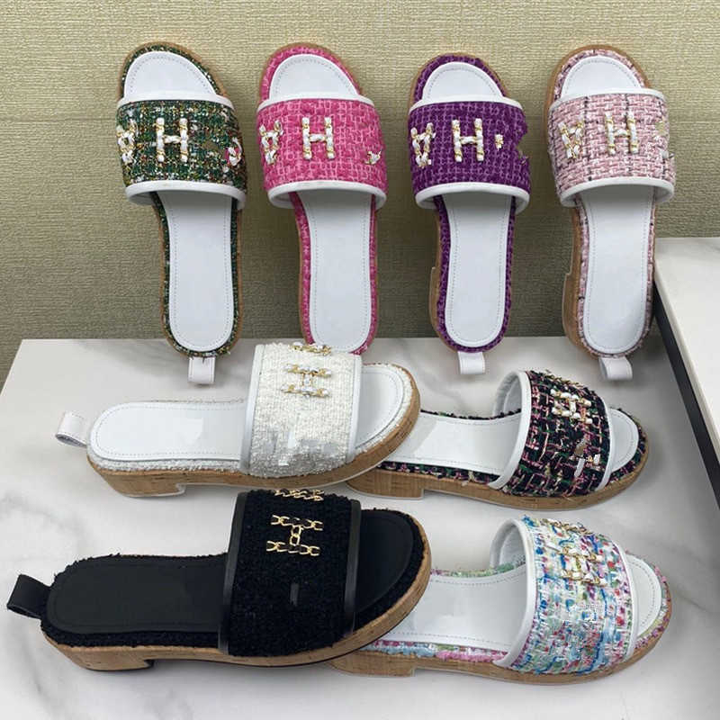 

Designer Luxury Women Sandals Lady Straw Woven Tweed Mop Slippers Slip On Flats Wedge Low Heels Beach Mule Leather Rubber Open Toe Slides Fashion Platforms Slider, Fill postage