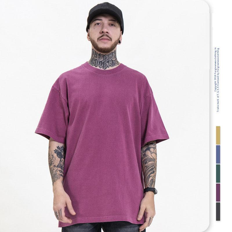 

Men's T Shirts 2022 High Quality Nice Washed Thick Fabric T-shirt Women's Summer Blank Solid Color Top, Green
