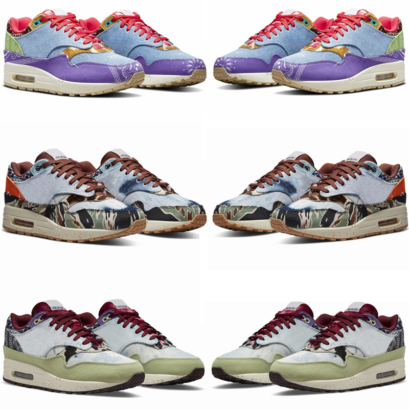 

2022 1 87 Mens Running Shoes Sneaker Concepts x Far Out Mellow Heavy Oil Green Multi Color Sail Wild Violet Men Women Outdoor Trainer Designer Sports sneakers Shoe 36-47, Pay for box