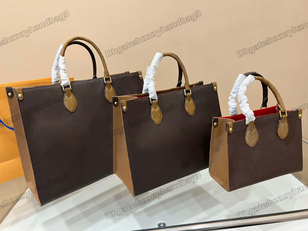 

ONTHEGO MM PM GM Tote Business Bag On The Go 25CM Shopping Bag Womens Luxurys Handbag Designer Totes 41cm Cross Body Large Capacity Classic Top handle Bags, Color 1#