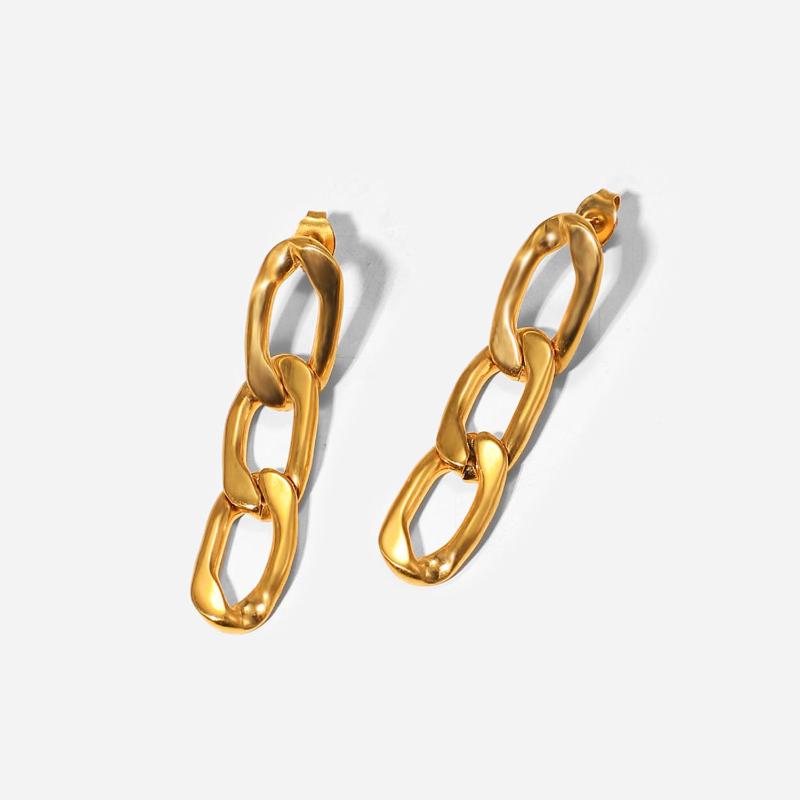 

Dangle & Chandelier Stainless Steel Trendy Earring 18K Gold Simple Chain Earrings For Women Wedding Jewelry Party GiftDangle