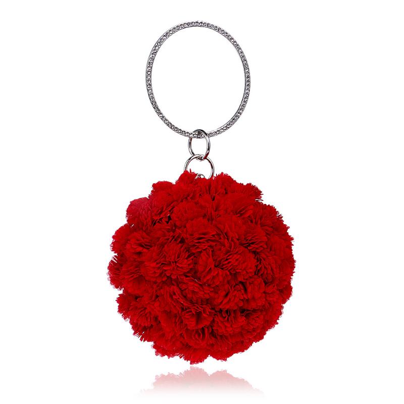 

Evening Bags One Side Flower Handmade Bag Cirular Shaped Diamonds Women Handbags With Handle Small Day Clutch Purse YM1177Evening