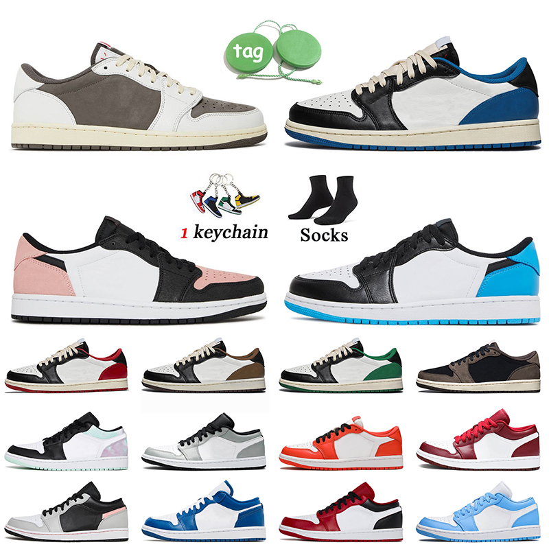 

2022 Travis Scotts Reverse Mocha Jorda 1 Low Basketball Shoes Jorden 1s Lows Bleached Coral UNC Fragment Cactus Jack Bred Toe Jorden1s Sneakers Women Mens Trainers, B40 low light smoke grey 36-46