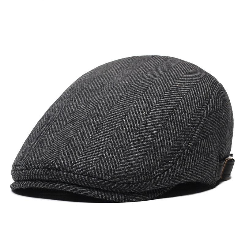

Berets Wool Nylon Men's Sboy Caps Middle Aged Old Age Cabbie Ivy Striped Beret Dad Hats For Men Flat CapsBerets, Gray