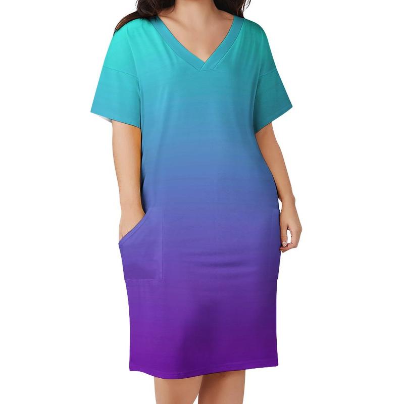 

Plus Size Dresses Gradient Ombre Dress Fluid Minimalist Vibrant Aesthetic Casual Ladies Holiday Short Sleeve Vintage GiftPlus, Style