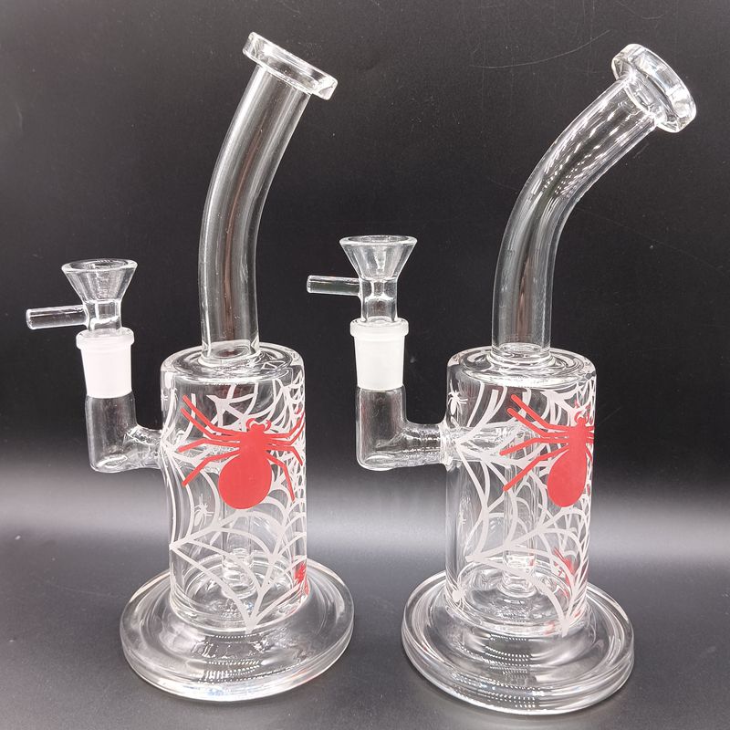 

Glow In The Dark Spider Bong Hookahs UV Glass Material Glass Bongs Heady Smoking Ater Pipes Oil Rigs 18 Cm Tall Noctilucence Safe