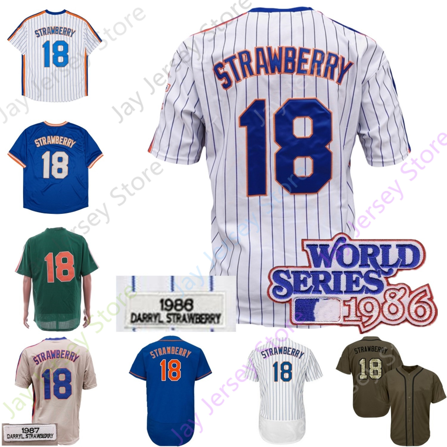 

Darryl Strawberry Jersey Vintage 1986 WS Patch 1987 Grey Cooperstown Women Green Mesh Blue Orange Pinstripe Pullover Fans Player Size -3XL, Salute to service