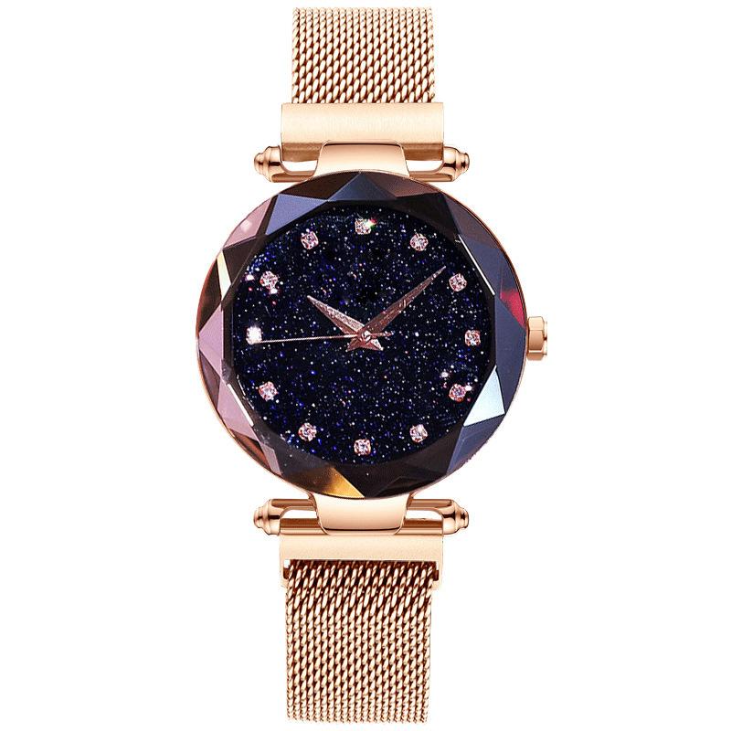 

Wristwatches Amxiu Fashion Milan Watch Strap Starry Sky Magnet Lazy For Girl Gift And Woman, Purple color