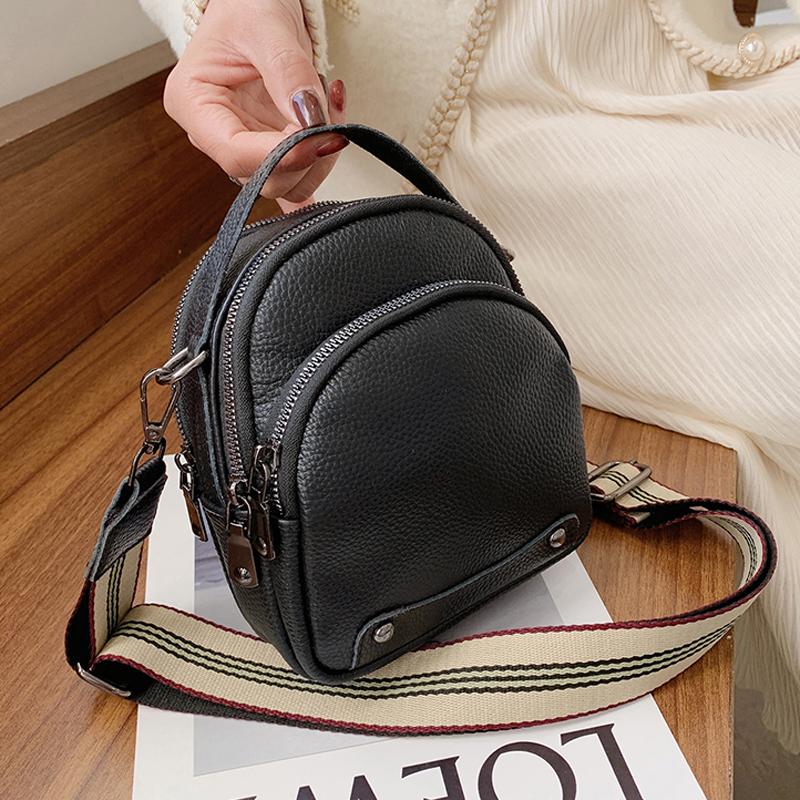 

Evening Bags Black Color 100% Genuine Leather Small For Woman 2022 Fashion Girl Crossbody Packs Female Shoulder Hand