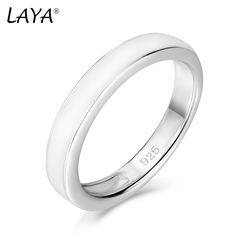 

Laya Finger Band Ring For Women 925 Sterling Silver Simple Design Circle White Orange Fine Jewelry Handmade Enamel 2022 Trend