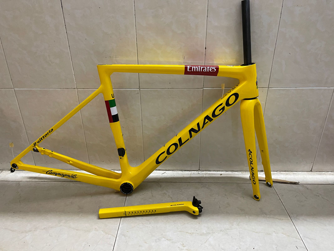 

Custom V3RS Road Bike COLANGO Frame T1000 UD Carbon Frame Bicycle Frameset With Fork Seat Post Headset Clamp Matte Glossy Red Black Yellow Golden, Color 3