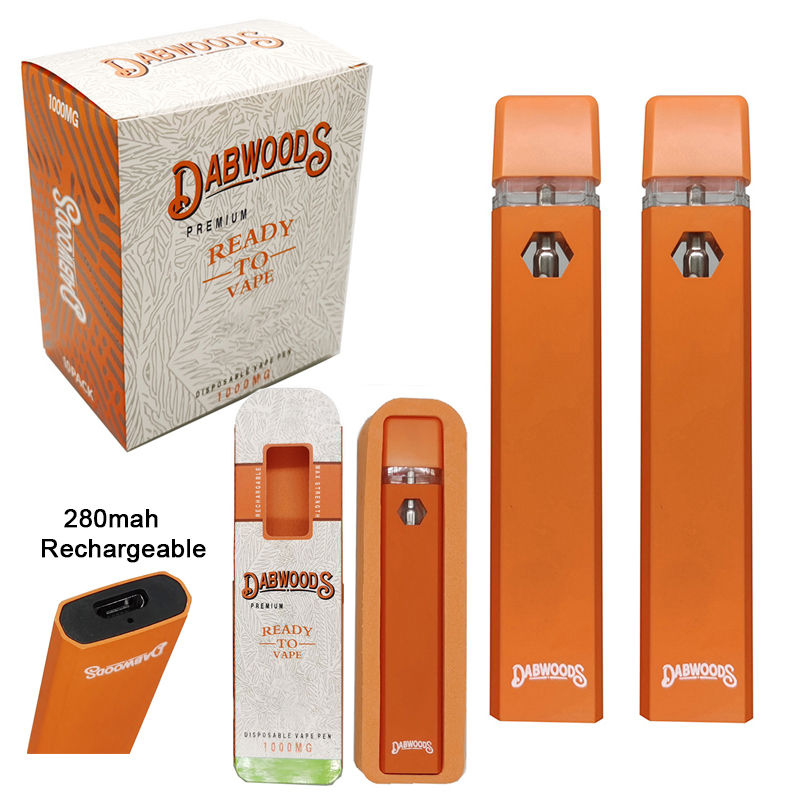 

Dabwoods Disposable Vape Pens 1ml Empty Rechargeable Device Thick Oil 280mAh Battery Ecigs Kits PCTG Visual Tank Pods Vaporizer Vapes Pen with Packaging Boxes