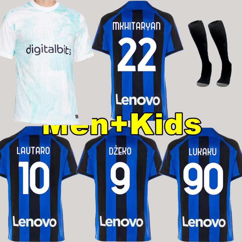 

22 23 LUKAKU soccer jerseys Inter DZEKO LAUTARO 2022 2023 BROZOVIC CALHANOGLU ALEXIS J.CORREA BARELLA Milan football shirt uniforms mens Jersey kids kit, 22 23 away +patch