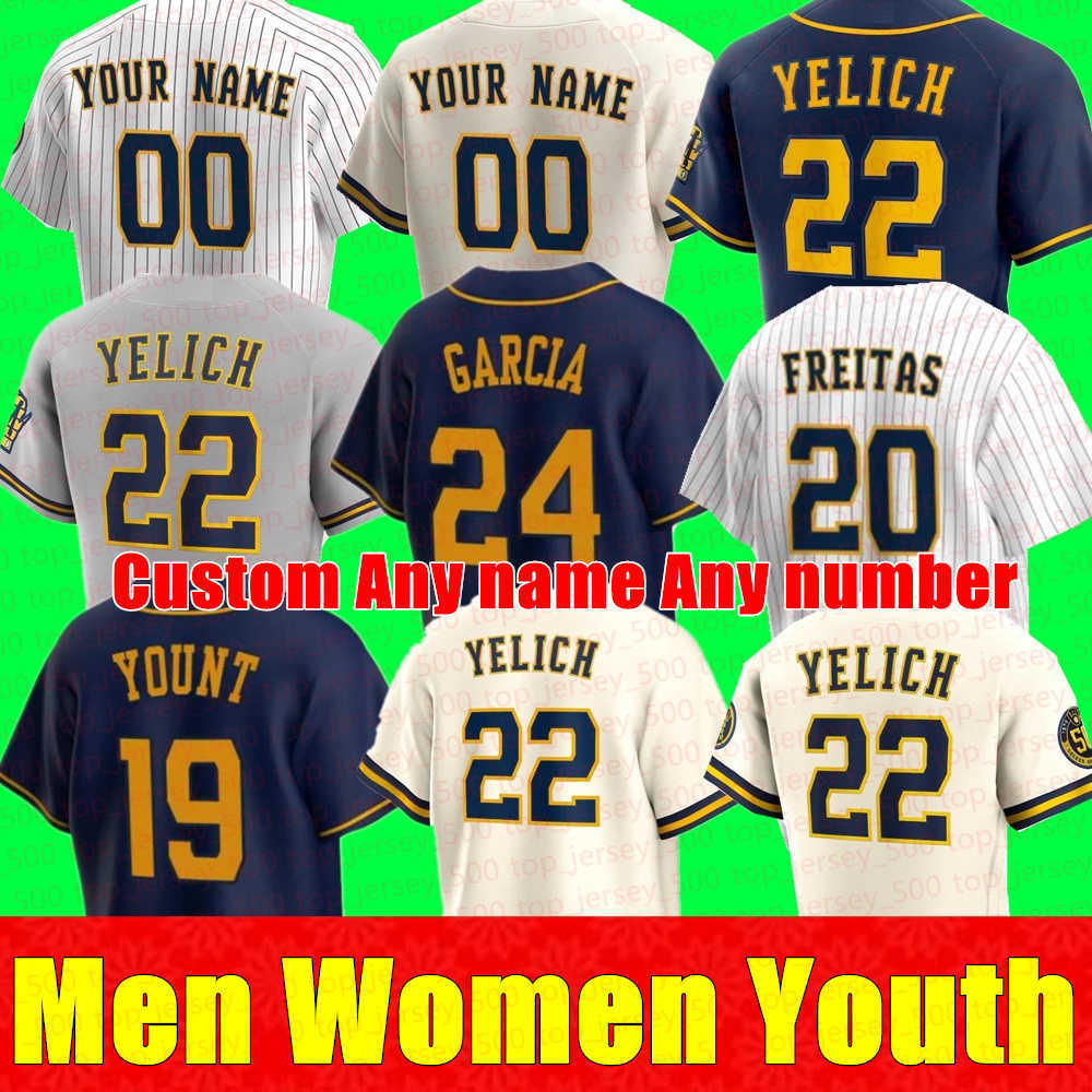 Custom Hommes femmes jeunes 22 Christian Yelich Jersey Adames Brandon Woodruff Josh Hader Milwaukees Ryan Braun Brewers Justin Smoak Lorenzo