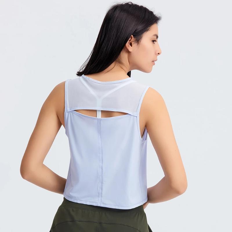 

Yoga Outfit NWT 2022 Loose Fit Gym Crop Tank Women Sports Sleeveless Vest Solid Quick Dry Tops, Black