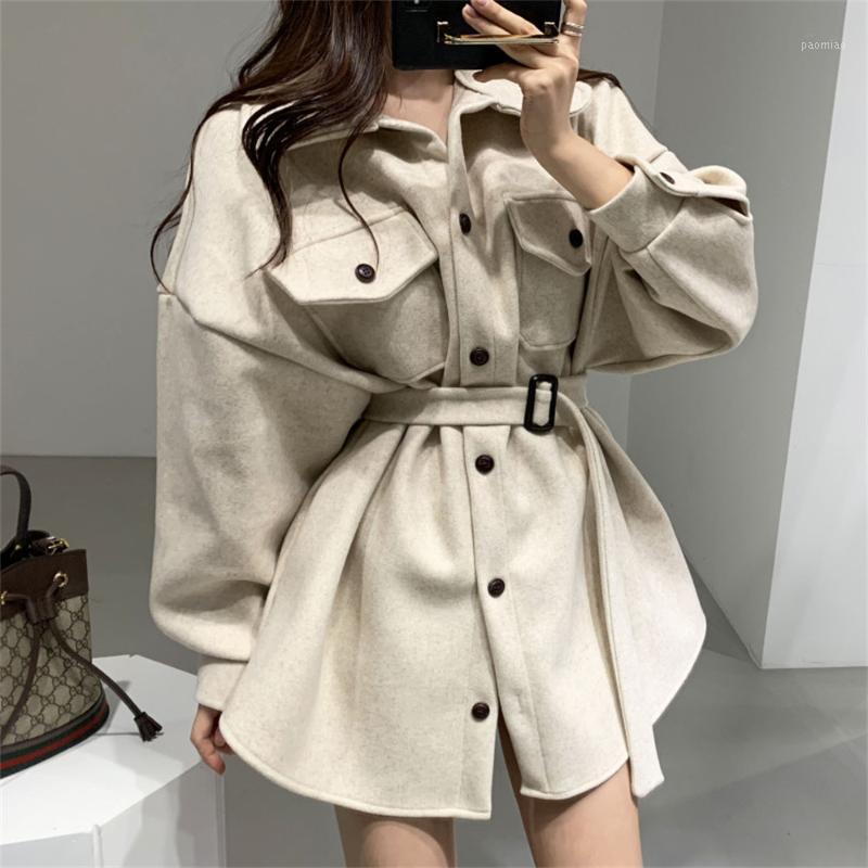 

Women's Wool & Blends Alien Kitty Vintage Classic Woolen Coats Warm With Sashes Winter 2022 Streetwear High Quality Elegant Women Retro, Black