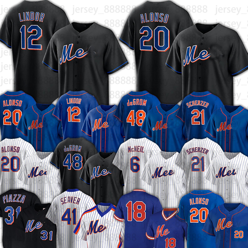 

Francisco Lindor Pete Alonso New Jacob deGrom York Starling Marte Max Scherzer Baseball Darryl Strawberry Mike Piazza Mark Canha Jerseys Tom Seaver Jeff McNeil, Custom men jersey retro