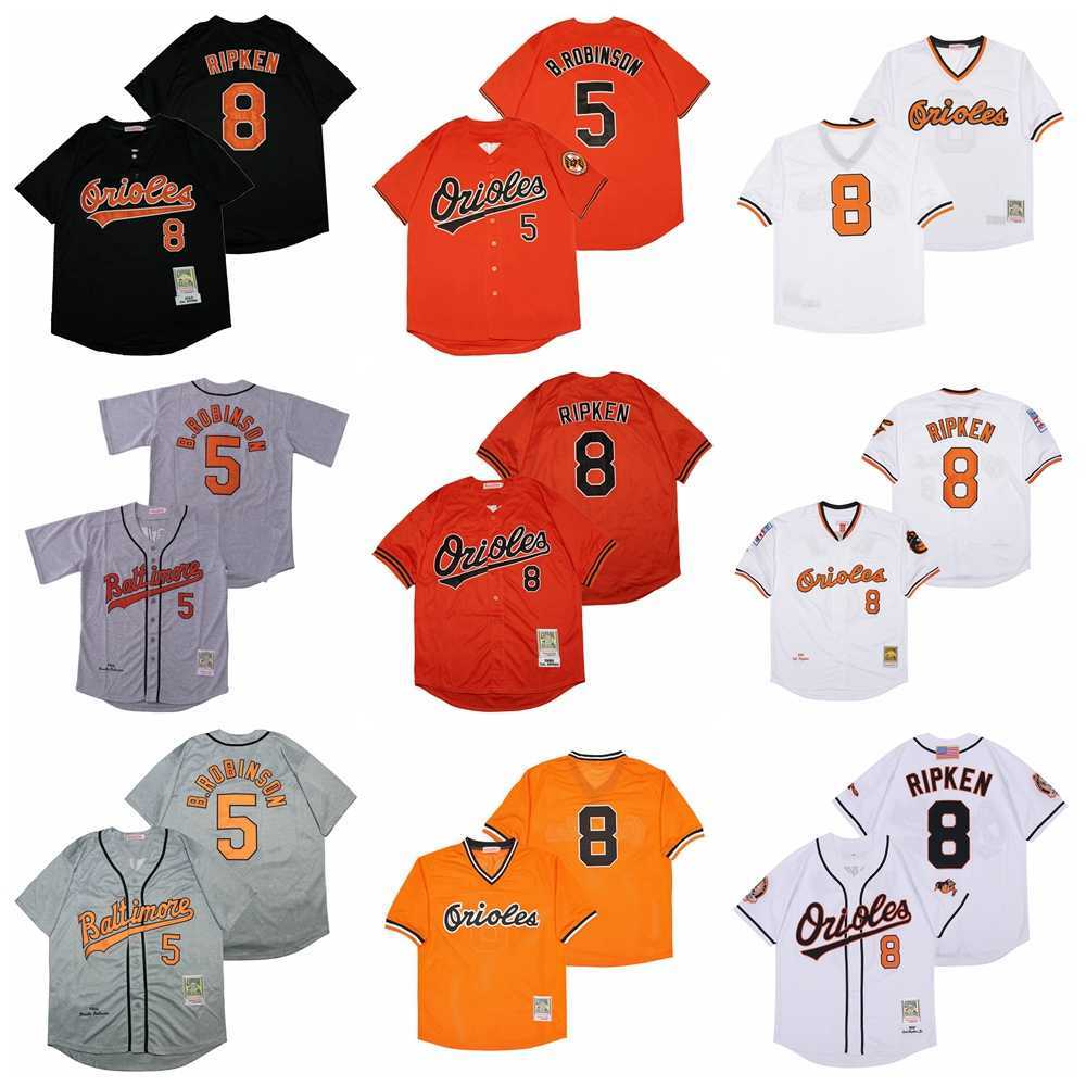 

Vintage 1966 1975 1981 Baseball 8 Cal Ripken Jersey 5 Brooks Robinson Throwback 1983 1989 2001 Retro All Stitched Pullover Black Orange White Grey Cool Base Team