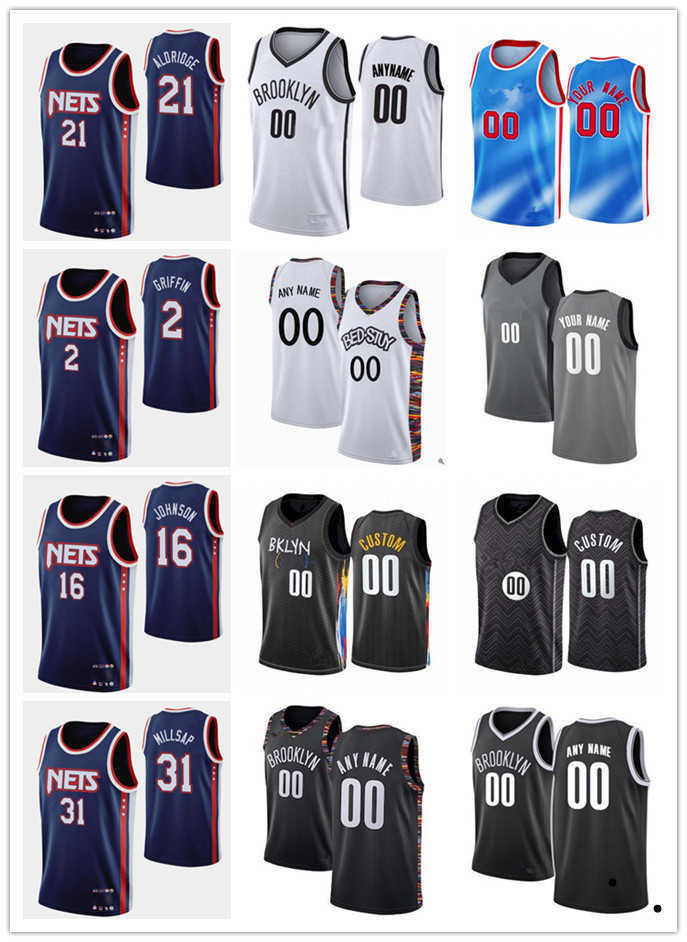 

75th Custom Jersey Brooklyn''Nets''Men Women Youth 21 LaMarcus Aldridge 31 Paul Millsap Blake 2 Griffin 16 James Johnson Basketball Jerseys, Color