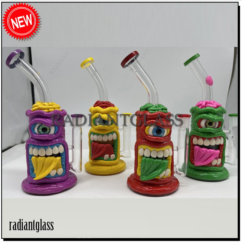 

Hookah 7" Retro hanmade 3D Glass Bong American Cartoon Monster Bongs Honeycomb Perc Oil Rigs for Smoking Water Pipes