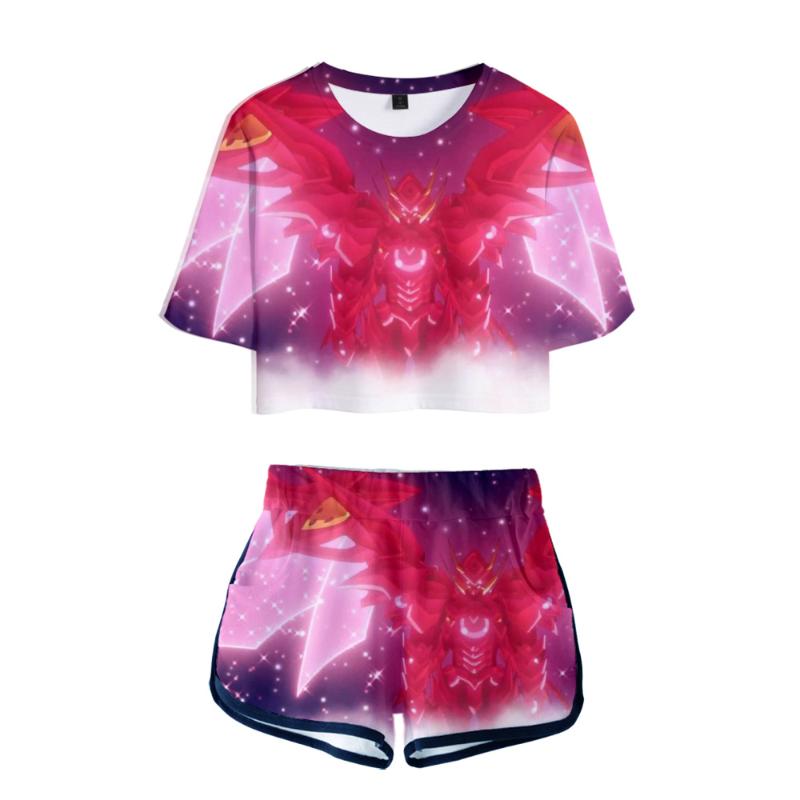 

Women's Tracksuits Listing 3D High School DxD-3D Exposed Navel T-Shirt And Shorts Women's Two-piece Sets Casual Girl's Summer SuitsW, As picture