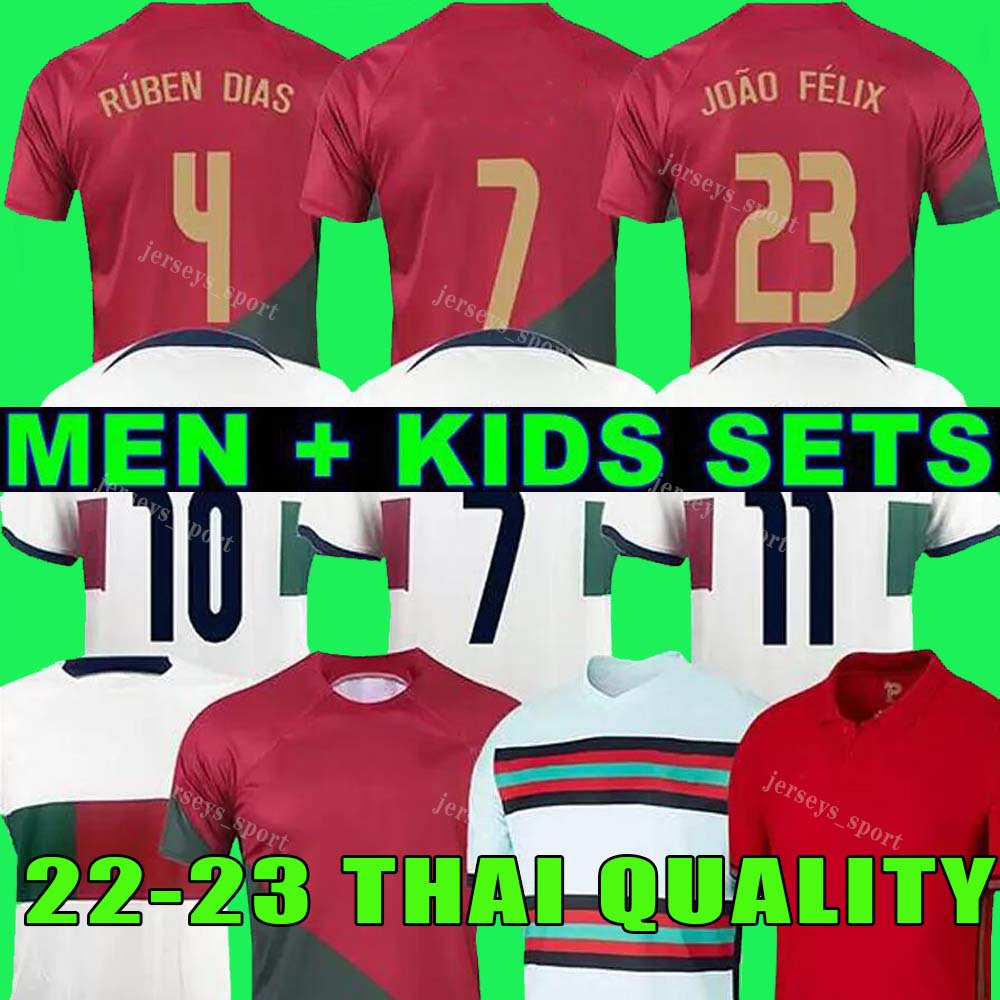 

2022 JOAO FELIX Portuguese soccer jersey SANCHES RUBEN NEVES football shirt BERNARDO BRUNO FERNANDES camisa de futebol men kids kits top quality, 22 23 home kids