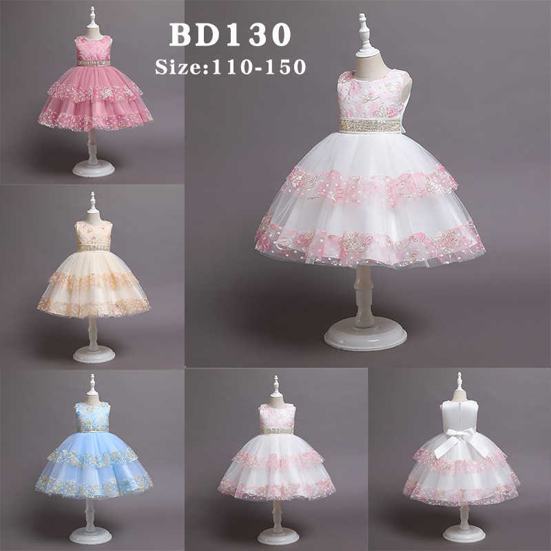 

New children's wedding dress baby dress girl party celebration, White