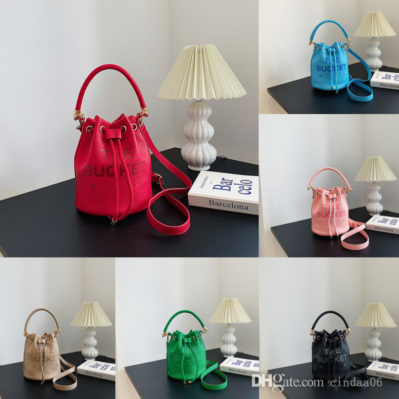 

The Bucket Bags Designer Handbag Shoulder Bag Fashion String Buckets PU Multi Color High Quality, Red