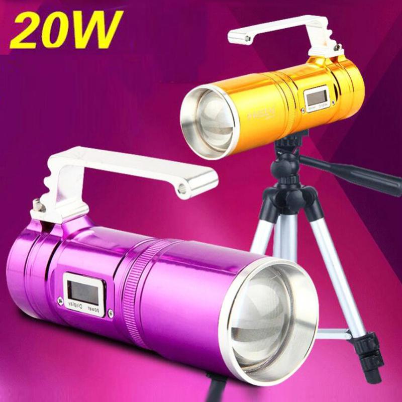 

Flashlights Torches Powerful 20W Zoomable Night Fishing LED 15W UV Blue/Yellow/White/UV Beam Rechargeable Light