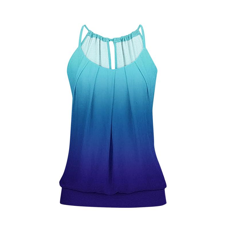 

Women' Blouses & Shirts Gradient Printed Sleeveless Tops Women Summer Casual Loose Streetwear Office Lady Hip Hop ShirtsWomen, Wr