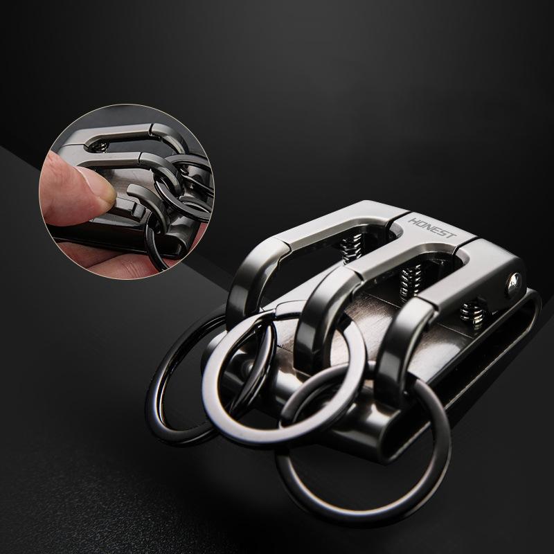 

Keychains Classic Three Rings Belt Car Keys Keychain Luxury For Key Ring Holder Accessories Gadgets Gift Father Husband