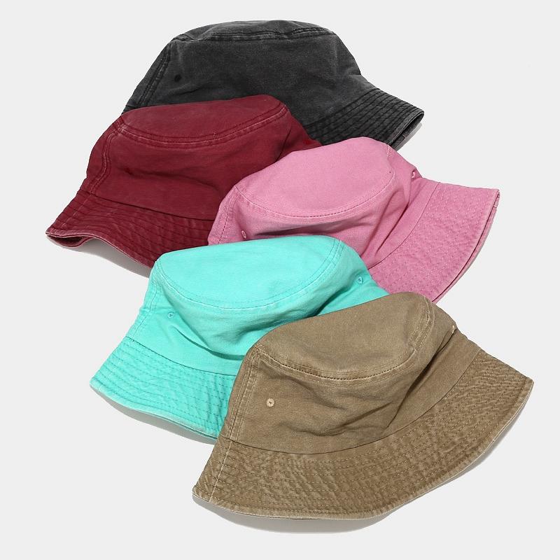 

Berets Vintage Denim Bucket Hat Distressed Fishing Hip-Hip Gorros Fisherman Foldable Outdoor Caps For Women Men, Black
