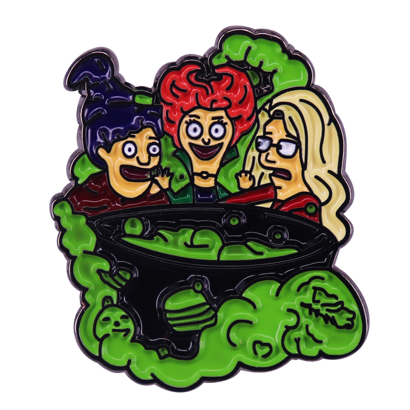 

Sanderson witches sisters villainous Bob Belcher family mash up enamel pin Halloween horror film anime jewelry brooch, As picture