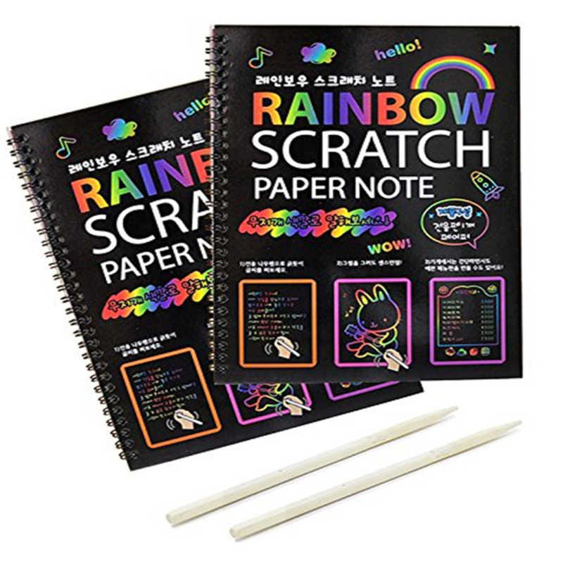 Magic Scratch Art Doodle Drawing Board Notebook DIY Rainbow Color Paper paint For Children Kids Painting Educational Toys Gift-image-766367382