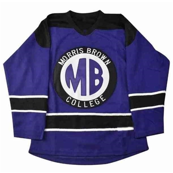 

C26 Nik1 Men's Retro Martin Payne Morris Brown College Hockey Jersey Custom Any Number and Name, Blue