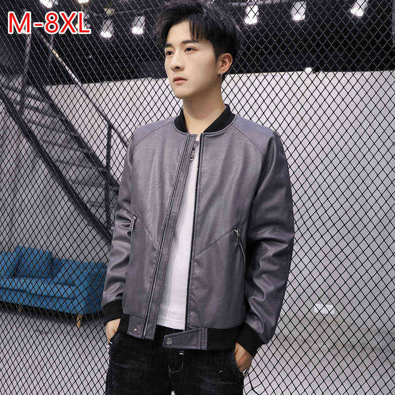 

Motorcycle Jacket Men Faux Leather 2020 Coat Mens PU Black Grey Slim Fit Korean Spring Autumn Man Plus Size 6XL 7XL 8XL Clothes T220728, Black color