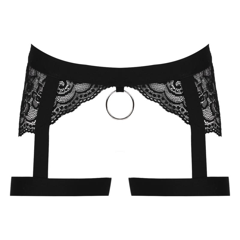 

Underpants Men Erotic Lingrie Panties See Through Sheer Floral Lace Briefs Garters Elastic Waistband Metal O Ring Thong Sissy Gay UnderwearU, Black