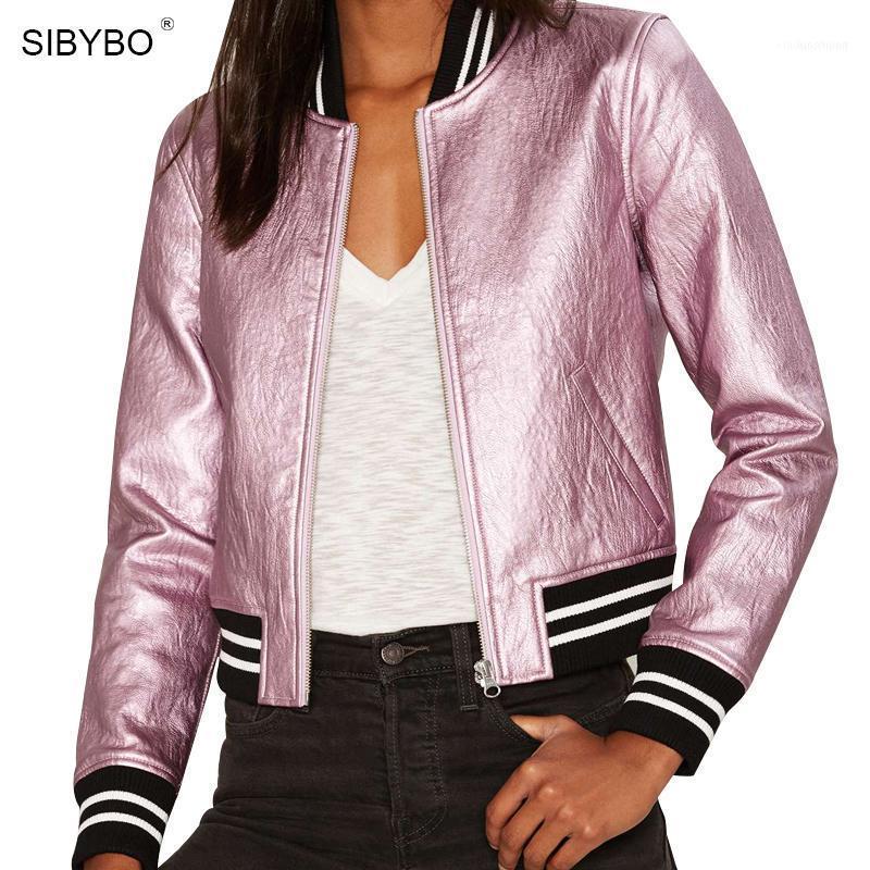 

Women's Jackets Wholesale- Zipper Pu Leather Jacket Coat Short Silver Pink Motorlycle 2022 Classic Basic Patchwork Winter Women Outwear1, Black;brown