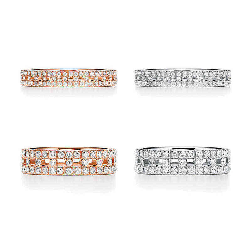 

T Ring Letter T Wide Version Narrow Version Full Diamond Ring Inlaid Jewelry Student Ringe AA220420