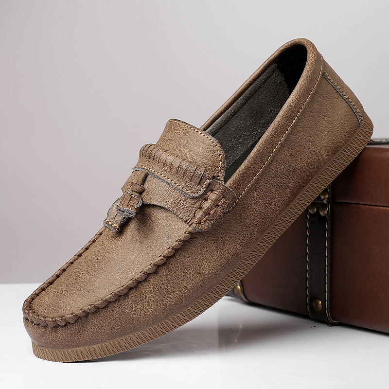 

New British Style Men Casual Wedding Formal Dress Retro Leather Shoes Slip-on Tassels Shoe Breathable Platform Loafers Moccasins, Black