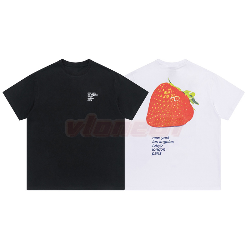 

Luxury casual T Shirts Womens Fashion Strawberry Print Tees High Quality Short Sleeve Black White Tee Asian Size S-XL