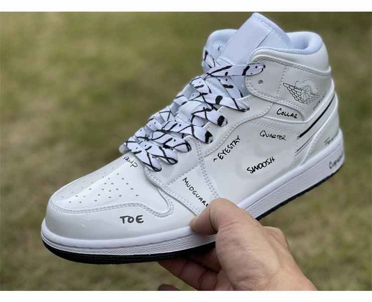 

2022 Authentic 1 1s Mid Schematic shoes White Black Womens Men Sports Sneakers Outdoor DQ1864-100 With Original Box, #1