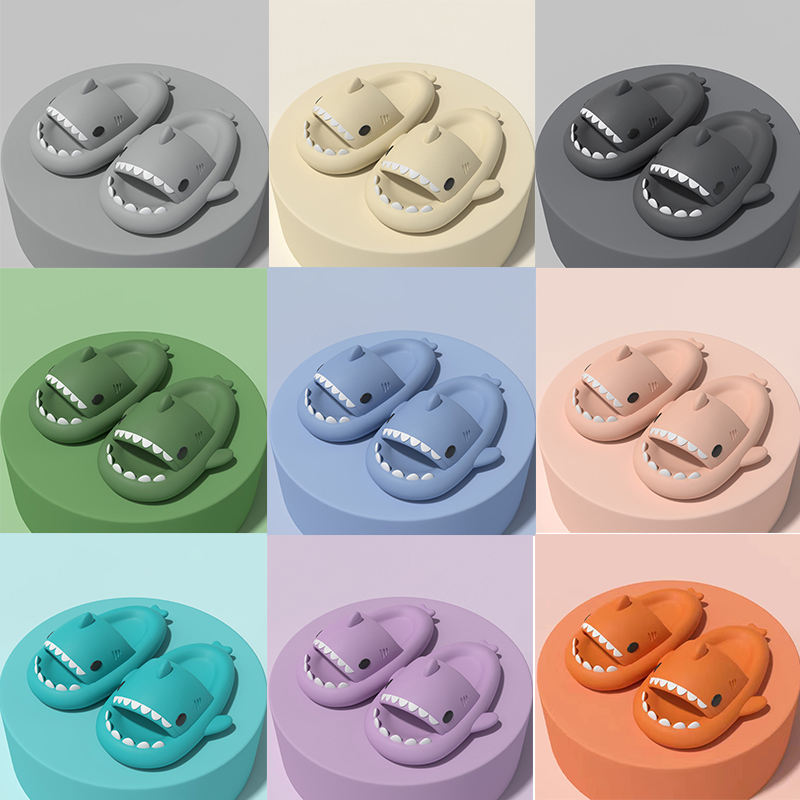

Shark Cartoon Bathroom Slippers Womens Super Soft Cloud Sliders Non-Slip Quick Dry Shower Slippers sandals