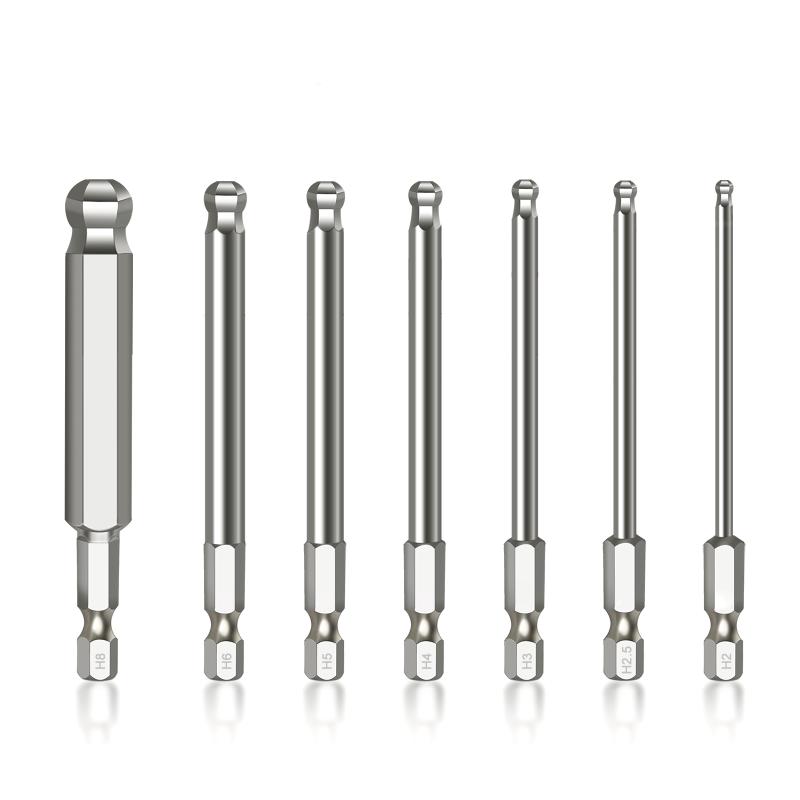

Hand Tools 7pcs Ball End Hex Screwdriver Bit Set 65mm Long Allen Magnetic Head Driver BitHand
