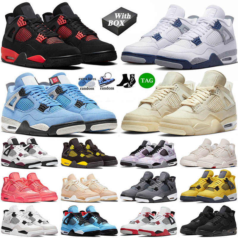

With Box 2022 Retro 4s IV Mens Basketball Shoes Jorda 4 Sail Off Red Thunder Midnight Navy University Blue White Men Women Jordens Trainers Sneakers 36-50, B35