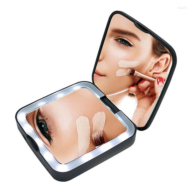 

Compact Mirrors 5X Magnification Makeup Mirror Portable LED Lamp Folding Wireless USB Charging Cosmetic Dressing Power Bank