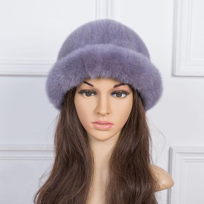 

Berets Women Winter Fur Hats Gray Warm Genuine Mink Fedoras Red Black Casual Caps Fashion Female H190Berets BeretsBerets