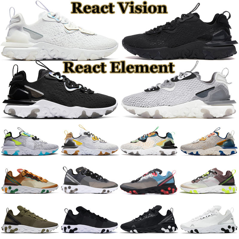 

React Vision Running Shoes Element 87 55 Men Women Triple Black White Light Smoke Grey Orange Peel Phantom Desert Sand Mens Trainer Sports Sneakers Size 36-45