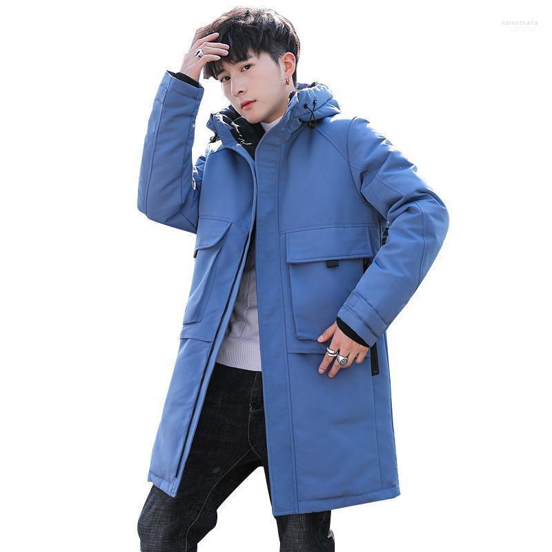 

Men's Down & Parkas 2022 Men Long Warm White-Duck Padded Jacket Solid 4 Colors Hooded Male Big Pocket Overcoat Windbreaker Jackets Kare22, Black